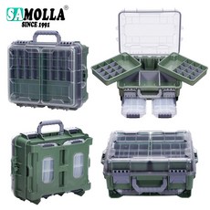 雙層便攜手提路亞配件盒 大容量防水工具箱 漁具收納盒, 1個, 綠色-新款多功能釣箱