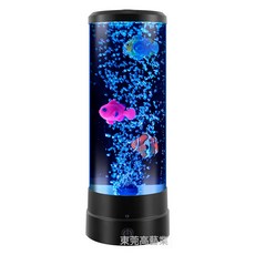 水母灯LED小夜灯创意礼品儿童房卧室泡泡鱼灯diy台灯, 黑色:LED-5w-usb插电