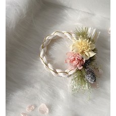 DoReMi 白-靜迎 索拉花擴香注連繩掛飾 -日系手作白系迎春花藝附禮盒, 白色