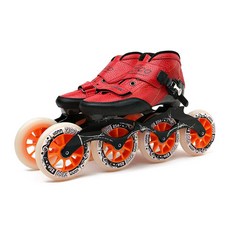 ZICO Original Speed 인라인 롤러 스케이트 3x125 또는 4 바퀴 탄소 섬유 전문 레이싱 스케이트 성인 Pati, 02 Red 4 wheels_03 37, 1개