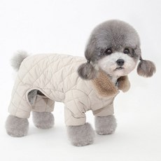 꼬므떼 푸딩 강아지 패딩 올인원 점퍼 고양이옷 겨울, 베이지, 1개