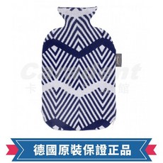 Fashy 德國原裝 海洋藍溫暖針織拉鍊毛套熱水袋, 1個