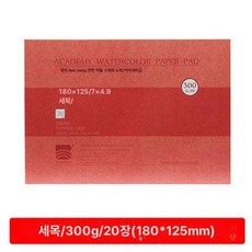 수채화 스케치북 펄프 종이 코튼지 아티스트용 전문가용, 32k 고운 300g 125x180mm, 1개
