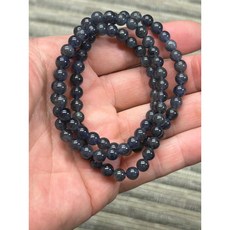 天然堇青石5.6mm三圈手珠，帶彩虹光, 1個