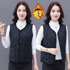 女生媽媽款羽絨背心 V領 修身顯瘦 輕羽絨 防風防水 加絨加厚 保暖 簡約