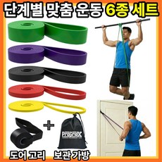 프로그립엑스 풀업밴드 턱걸이 보조밴드 TPE 1~5단계 세트, 1개, 노랑+빨강+검정+보라+초록