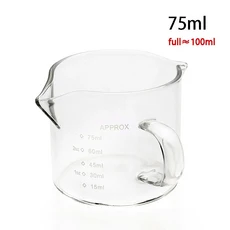 50 250ML 나무 손잡이 유리 에스프레소 측정 컵 단일 입 우유 주전자 커피 용품 클리어 주방 머그잔, 75ml glass handle, 1개