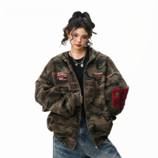 KKIOP 미국 하이스트릿 카무플라주 후드 집업 남녀공용 루즈핏 데일리 아우터