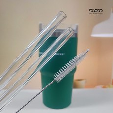 스탠리텀블러 빨대 591ml 호환제품 유리 빨대 2p+청소솔, 표준형 투명, 1세트