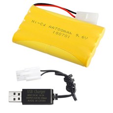 Rc 장난감 용 9.6v 700mah NI-CD 충전식 배터리 자동차 탱크 로봇 총 NICD AA 팩 USB 케이블 포함, [01] 옵션1