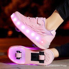 賣場新品100%高品質LED鞋雙輪Heelys鞋男童鞋女童發光旱冰鞋運動鞋真皮低幫親子旱冰鞋MYKVASO5JWUY, 粉,36, 1個