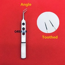 티타늄합금핀셋 티타늄 포셉 안과용 마이크로 가위 핀셋 미세 수술 기구 눈꺼풀 11cm, [02] Angle Toothed-SS, 한개옵션1