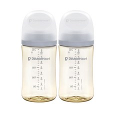 더블하트 모유실감 3세대 PPSU 노꼭지 젖병 트윈팩, 새벽그레이, 240ml, 2개
