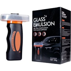 유리 가드 자동차용 오일 필름 제거제 클리닝 보드가 있는 에멀젼 롤온 컴파운드 및 얼룩 제거 안전 운전을 위한 윈드실드 선명도 향상 100ml 브러시, 1PCS: