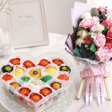 (리본포함) 메이드농원 스페셜 떡케이크 선물세트 D 2종 어버이날 스승의날 부모님생신 생일축하 기념일 환갑 칠순, S/떡케이크D/꽃12/리본문구/거치대_NEW, 1세트