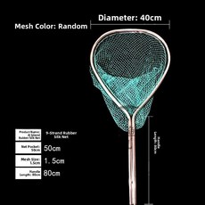 튜브 낚시 그물 나일론 원형 수산물 어류 포획 장비, 2. 80cm 길이의 손잡이가 있는 9가닥 고무 메쉬
