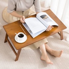 楠竹折疊電腦桌 床上桌 懶人桌子 小桌子 筆電桌 摺疊桌 吃飯桌 全楠竹折疊桌【免安裝】床上吃飯炕桌榻榻米飄窗桌簡約現代, （折疊桌）茶色,長80寬60高33cm