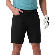 PiON 온eer Camp 남성용 드레스 골프 반바지 플랫 프론트 엘라스틱 허리 22.9cm(9인치) 안쪽 솔기 빠른 건조 스트레치 경량 포켓 포함 블랙. 40 308268