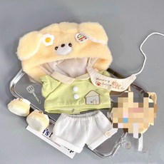 臺灣出貨 20cm娃衣 娃衣 棉花娃娃 甜夢商店係列“小狗煎蛋煲”娃衣棉花娃娃換裝可愛娃娃衣 娃娃衣服 娃娃配件 3D, 1個, 20cm小狗煎蛋堡（帽子+上衣+褲子+鞋