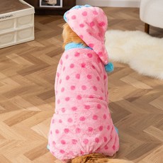 波點印花寵物絨衣 四腳保暖大狗狗服飾 適用於中大型犬, 奧麗粉, 1個