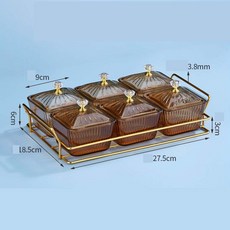 다용도 칸막이 스낵 접시 노래방 바 스낵 과일 캔디 접시 WW 블랙 4칸, 브라운 * 6칸+{베이직} × 1개
