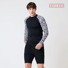남성 지오메트릭 집업 래쉬가드 보드숏 세트 BEM-W956K, XL