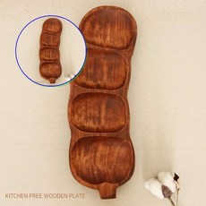 쌍문상회 지금 필요한 4절접시 아카시아 접시 원목다용도볼 완두콩 원목간신접시 4절 키친프리 원목접시 원목스낵접시 31872EA, 본상품