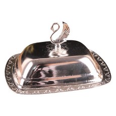유럽식 버터 접시 상자 식품 용기 치즈 버터 상자 Lith Lid Storage Keeper 치즈 서버, 아연 합금, 은, 1개