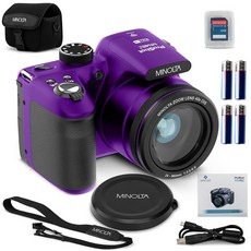 미놀타 MN40Z 20MP 디지털 카메라 - 40배 광학 줌 1080p FHD 비디오 3.0인치 LCD Wi-Fi 얼굴/미소/눈 깜박임 감지 보라색, Purple, 1개