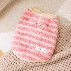 강아지 산책용 겨울 외투 비숑 댕댕이 기모 안감 티, 줄무늬 분말(견인)