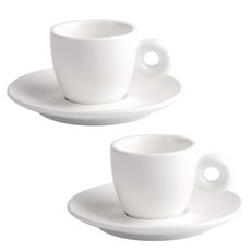 도자기 에스프레소잔 60ml 2개입 세트 커피잔 받침 세트, 2개, 화이트