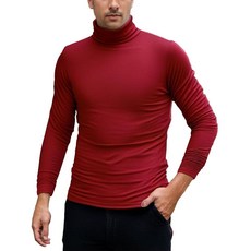 Hrbtens 남성용 캐주얼 터틀넥 슬림핏 베이직 탑 가볍고 얇은 풀오버 스웨터 긴소매 속옷 블라우스 티셔츠 다크 그린. XXL [호환]