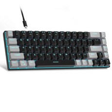 MageGee 휴대용 60% 기계식 게임용 키보드 MK-박스 LED 백라이트 컴팩트 68키 Windows 노트북 PC Mac용 빨, 02 파란색/파란색 스위치, 청축