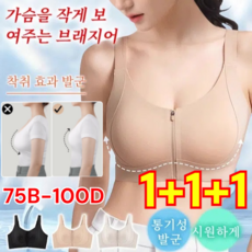 1+1+1 파운데이션 지퍼 브라 여성 앞지퍼브라 노라인 노와이어 앞지퍼브라 편안한 브라 큰가슴 작아보임 XL [1+1+1] 베이지, 4XL, [1+1+1] 베이지*2+유백*1