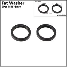 HEPPE 자전거 스루 자전거 두께 액슬 꼬치 6MM 허브 4MM 와셔 M15 5MM 5MM 튜브 M12 MTB 스페이서 도로 샤프트 5MM 액슬 스페이서, 2Pcs M15x m Flat