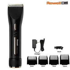 Rewell F35 남성용 전문 헤어 클리퍼 세라믹 티타늄 블레이드 미용실 커팅 면도기, 02 Black