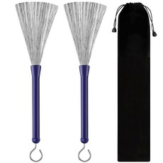 Vaguelly1쌍 드럼브러쉬 드럼 와이어브러쉬 드럼스틱 내구성 액세서리 와이어드럼 스틱 악기 퍼커션 브러시 재즈 접이식, 1개