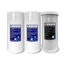 CLEAN PURE 10英吋大胖PP棉濾心組(5微米) 搭配CTO活性碳濾心 全戶淨水過濾 雙重過濾, 1套, PP+CTO