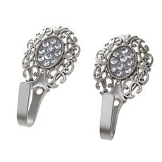 2 x럭셔리 커튼 뒤로 타이 백 벽 도어 후크 타셀 홀더 옷 걸이, 커튼 Tieback, 실버, 1개