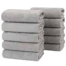 필바이브 업소용 도톰한 극세사 수건 미용실 사우나 헬스장 펫샵, 1세트, 라이트 그레이 10장