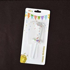 氣球造型數字蠟燭 生日派對蛋糕裝飾 漸層金屬色慶生蠟燭, 1個, 白色氣球數字蠟燭-1