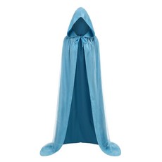 AGCOAH 성인 유니 전체 길이 후드 망토 화이트-실버 스파클 반짝이는 포함 여성용 할로윈 마디 그라 마법사 코스프레 코스튬 149.9cm(59인치)