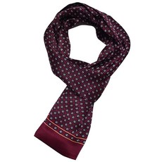 Ellettee 160cm 남성용 100 순수 실크 스카프 랩 액세서리 선물 링 브라운화이트 141346, 4 리프 클로버 레드