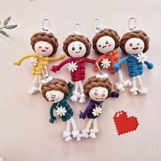이아오랜드 마크라메 매듭 대두 걱정인형 DIY키트 키링만들기, 무지개6p, 1세트