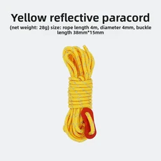 4MM 두꺼운 가이 로프: 야외 캐노피 방풍 로프 지지대 고정 로프 조절기가 있는 4m 반사 텐트 캠핑 로프, 02 Yellow 10 pack
