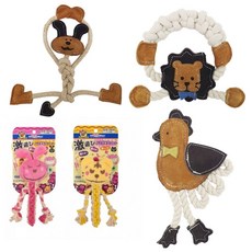 Doggyman 犬用棉繩潔牙玩具 牛革棉繩玩具 黃虎/粉兔/獅子/兔子/公雞, 1個, 牛革棉繩玩具 - 公雞