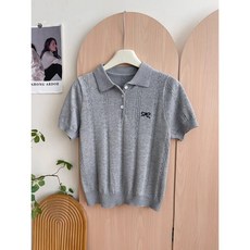 CHILL 蝴蝶結刺繡POLO針織衫 短袖上衣