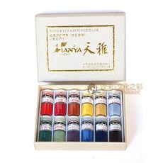 天雅 水干色顏料 12色礦物顏料組, 詳見包裝