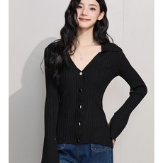 투니스 여성 브이넥 슬림핏 긴소매 니트 가디건