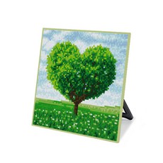 보석십자수 캐릭터 십자수 큐트 액자 그림 비즈 세트 스탠드형 20x20, DS64_(소)그린하트나무, 1개
